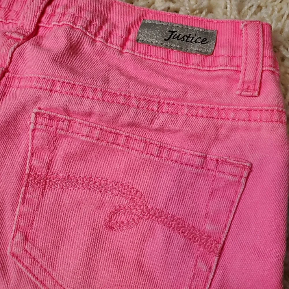 JUSTICE JEANS Cuffed and Frayed Hem Distressed Simply Low Jean Shorts - Sz. 12S